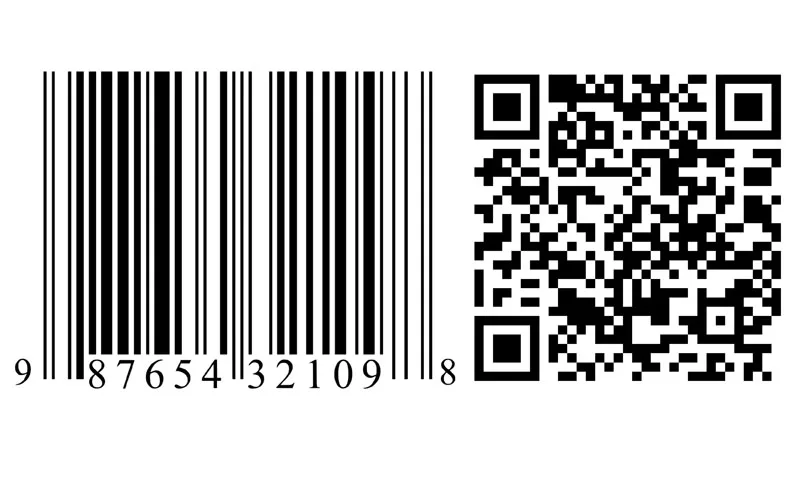 Barcode en QR-code label op witte achtergrond